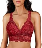 Avidlove Lace Bralettes for Women Wireless Unpadded Bras Racerback Camisole Tops Basic Cami Sexy Lingerie Wine Red Large