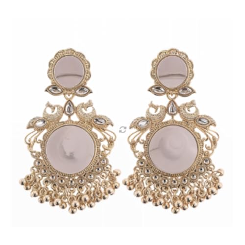 Image of Premium Oxidized Gold Chunky Jhumki Earrings for Women - Heavy Statement Jhumka with Long Chain & Ghungroo Drops | Anti-Tarnish Hypoallergenic Mirror Finish | Bridal, Navratri, Garba, Diwali
