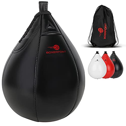 Boxing Speed Bag - PU Leather Speed Bags for Boxing - Pear Boxing Speedbags for Boxing - PU Leather Speedbag Boxing Set with Carry Bag - MMA Training Speedball Reflex Ball Boxing Equipment Speedpunch