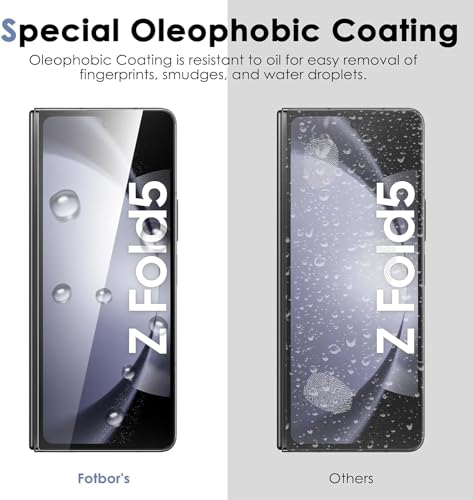 Fotbor [3+3+3Pack] for Samsung Galaxy Z Fold 5 screen Protector, Inner Screen Flexible Film + Back Screen Protector Tempered Glass + [1 Set] Camera Lens Protector, Z Fold 5 Accessories(Clear, Z Fold 5