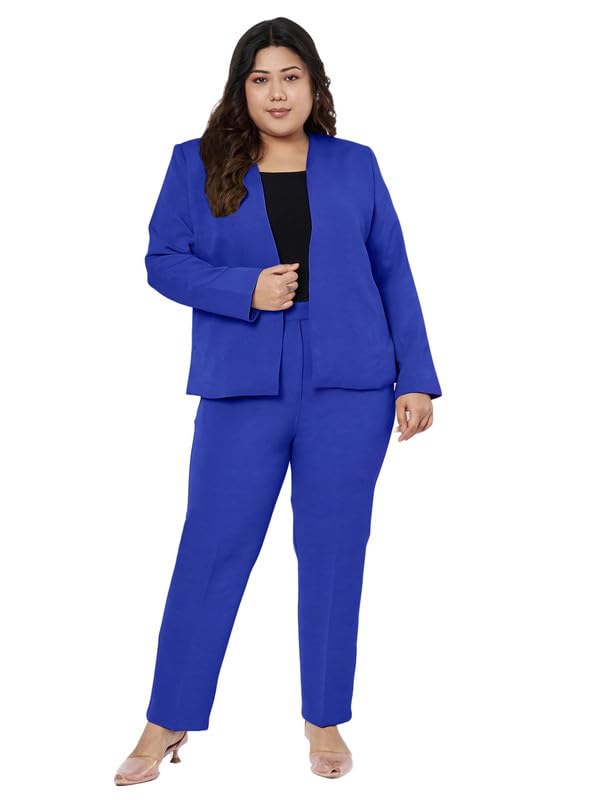 Women Plus Size Front Open Regular Fit 2-Piece Formal Suit
