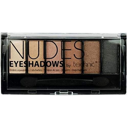 Technic Nudes Eyeshadow Palette - 6 Pigmented Professional Long Lasting & Blendable Shimmer Shades for a Natural Glam Make-up Look. Nude Shades That Are Easy To Use With Long Lasting Coverage. 7.2g