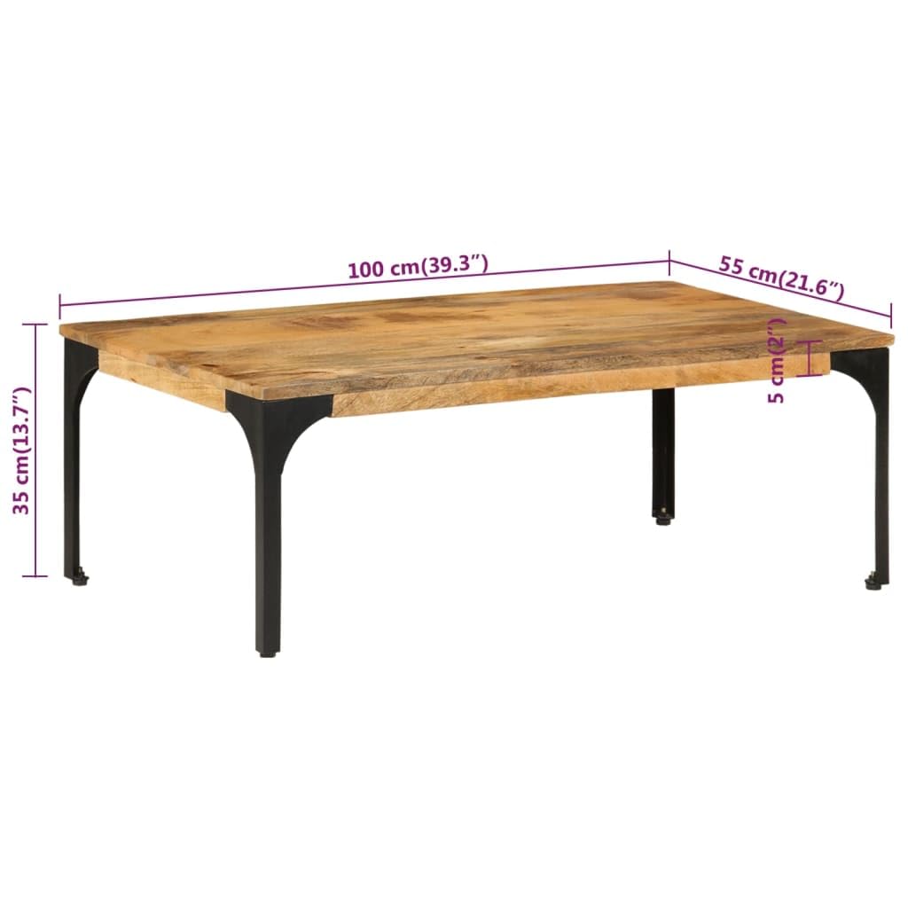 Homgoday Tavolino da caffè 100 x 55 x 35 cm in legno massello mango, tavolino da tè per soggiorno, sala d'accoglienza degli ospiti, camera da letto e ufficio