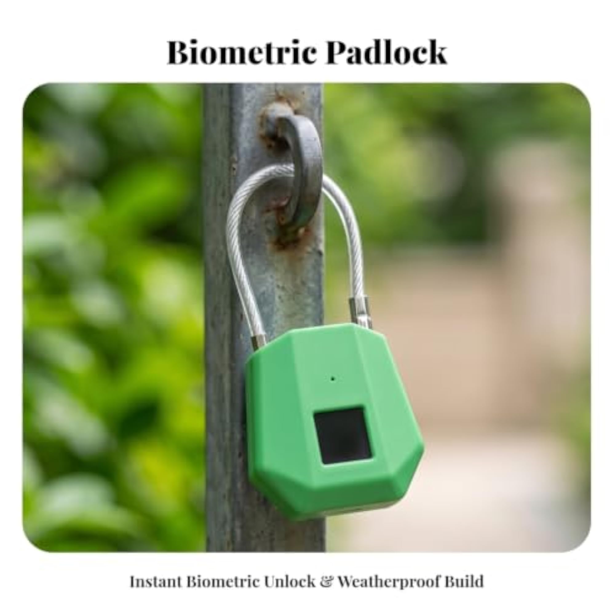 Cut-Resistant Biometric Lock with Braided Shackle, Keyless