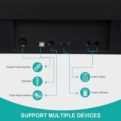 AODSK Weighted Piano 88-Key Beginner Digital Piano,Full Size Weighted keyboard with Hammer Action,with Sustain Pedal,15W Stereo Speakers,MP3 Function,Piano Lessons,Black,S-200