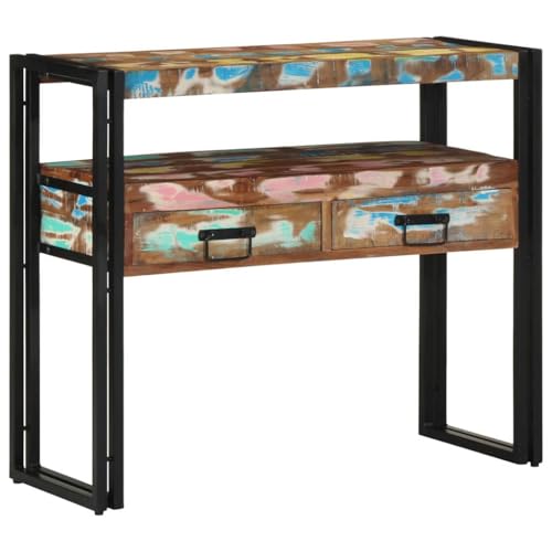 Mesa consola de madera maciza para pasillo estrecho con espacio de almacenamiento moderno 2
