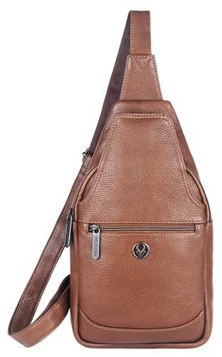 Image of WildHorn Leather Sling Crossbody Bag for Men, Stylish Chest Shoulder Bag for Men Women, Adjustable Strap for Commuting Travel Outdoor Activities Cycling
