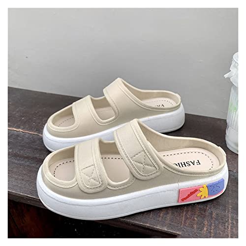 Beach Sandals Sandals Female Cute Versatile Fashion Trend Muffin Bottom Slippers Pillow Slippers(White,36-37)