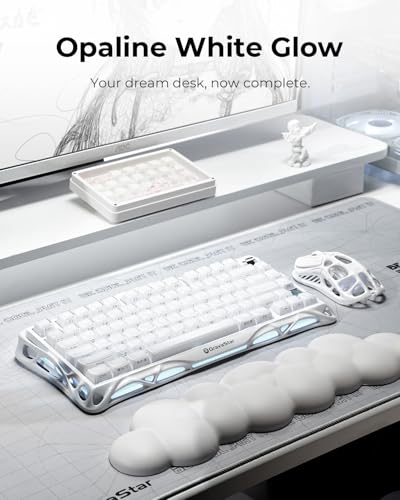 Image of GravaStar Mercury K1 75% White Wireless Keyboard, Aluminum Alloy Exoskeleton Design Mechanical Gaming Keyboard, Gasket Hot-Swap Socket, Linear Switches, RGB Backlit【Opaline White】