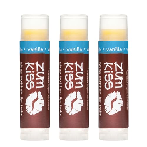 Indigo Wild Zum Kiss Stick - Natural Lip Balm with Organic Beeswax, Sunflower Oil & Vitamin E - Flavored, Hydrating Lip Moisturizer - Vanilla (3 Pack)