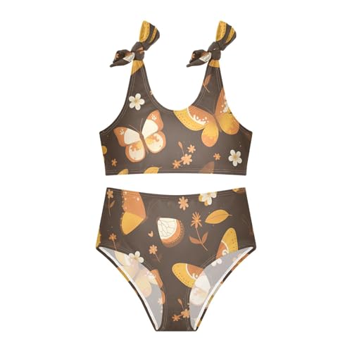 Butterfly Beautiful Brown Girl 2 Pieces Kids Bikini Set Beach Swimsuit Swimming Suits Cute Shoulder Strap3
