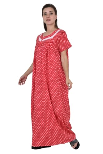 Image of Onekbhalo Women's- Full Sleeves-Feeding- Nursing- Maternity Nighty /Maxi /Gown /Nightdress /Nightwear- Hosiery Cotton Fabric- Floral Print- Embroidery with Zip