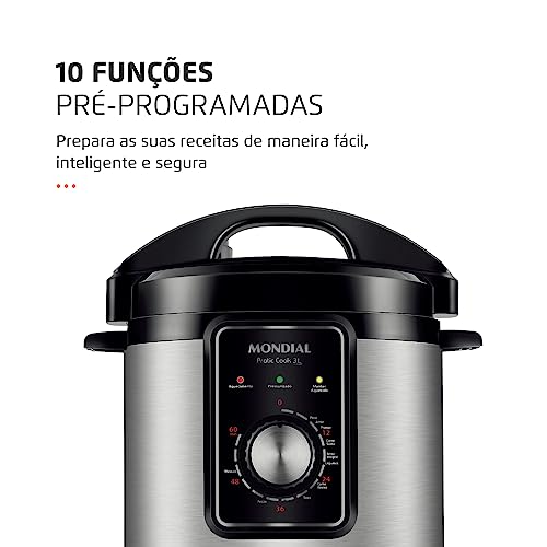 Panela de Pressão Elétrica Mondial, Pratic Cook 3L, 220V, Preto, 700W - PE-47-3L-I