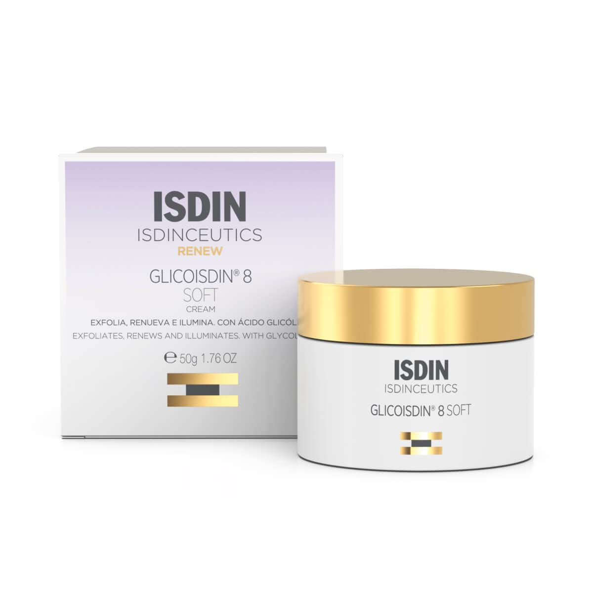 ISDIN Isdinceutics Glicoisdin 8 Soft, Crema Facial Efecto Peeling con Ácido Glicólico, 50 ml