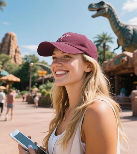Gorra de béisbol con bordado de dinosaurio para mujer miniatura 3