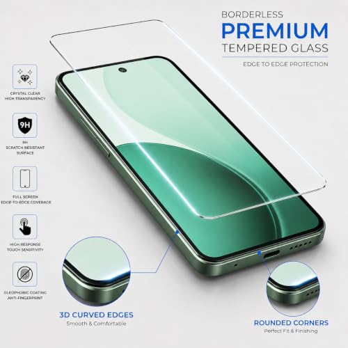 Image of ArmourPro 3D Borderless Tempered Glass for Oppo Reno 14 and Oppo Reno 13, HD Clear Curved Edge to Edge Screen Protector, 9H Hardness, Oleophobic Coating, Case Friendly | Pack of 1