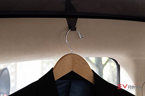Evhooks.com Coat Hooks Designed For Tesla Model S - Black (Set Of 2) - Made In Canada - Anodized Aluminum Garment Clothes Hanger - Designed By Former Tesla Employee #TOP1