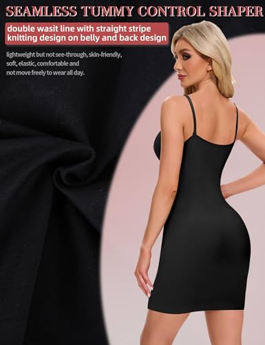 Image of SLIMBELLE Shapewear Dress Slip For Under Dresses Women Tummy Control Adjustable Strap V Neck Full Slip Seamless Shaper