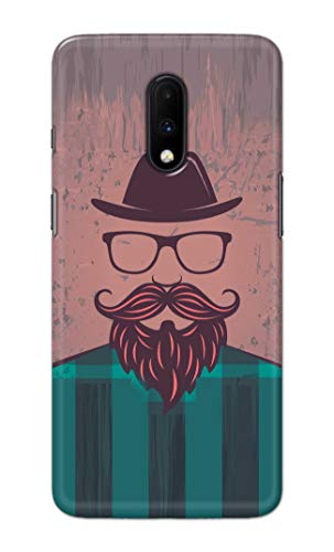 Image of PRINTFIDAA Man Icon with Beard Shirt Hipster Printed Designer Hard Case for OnePlus 6T Back Cover -(e) RPM1001