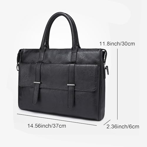 Wesoke Leather Messenger Bag Satchel Bags, Large Sling Briefcase Bag for Men and Women, Waterproof Crossbody Shoulder Handbags with Adjustable Shoulder Strap for Business Office Work Travel, Black2