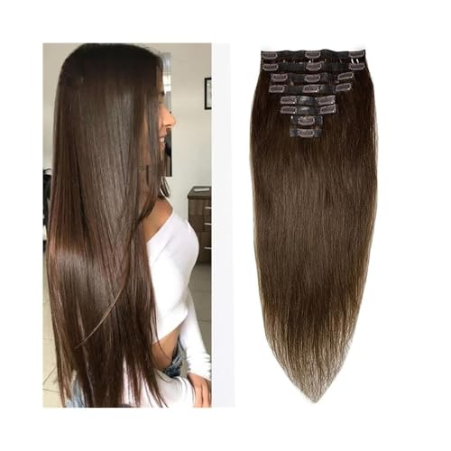 Extensiones de cabello con clip para conseguir un pelo largo, liso y castaño al instante