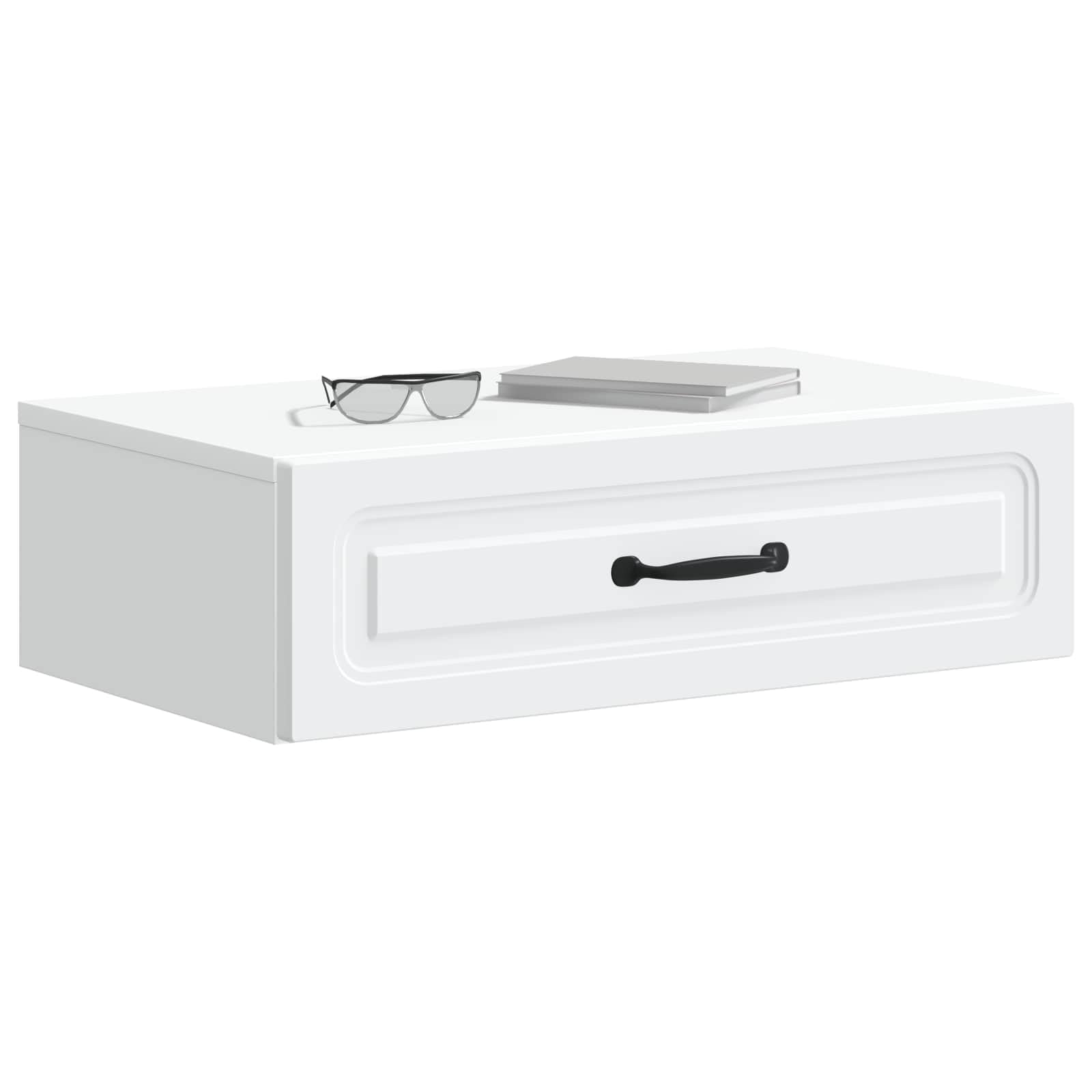 Tavolino da parete bianco, comodino, 59 x 34,5 x 17 cm