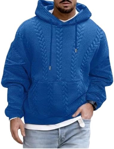 Bengbobar Knitted Hoodies for Men Casual Loose Long Sleeve Solid Color Sweatshirts Llightweight Sweatshirt with Hood
