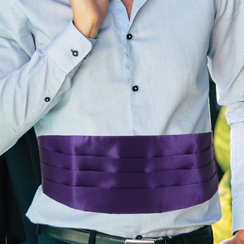 Set formal hombre: fajín, corbata moño y pañuelo morado miniatura 3