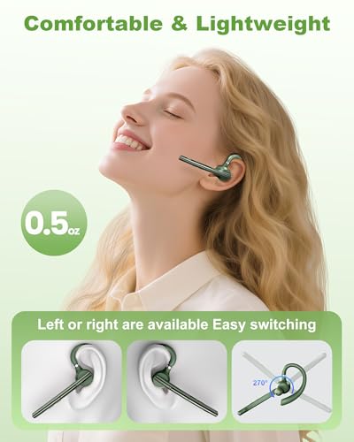 Image of New Bee Bluetooth Headset, Single-Ear Bluetooth Earpiece for Cell Phone Calls, Dual Mic with Mute Button, 72H Talk Time, 500mAh Charging Case Wireless Headset for Phone and Laptop