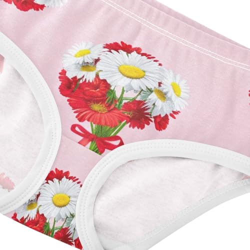 Bouquets Daisies Red Flowers Pink Toddler Girls Underwear 2t Cotton Panties for Girl Pattern Briefs Kids Undies4