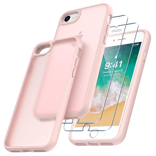Niphabe Coque Compatible avec iPhone SE 2022/2020/7/8 avec 2 Verre Trempé, Anti-Jaunissement Dur...