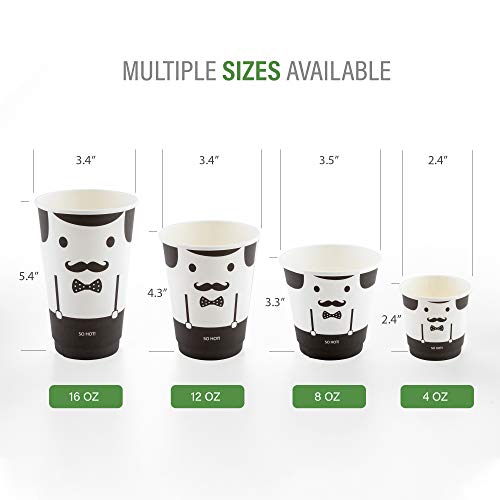 Image of Restaurantware 8 Ounce Paper Coffee Cups, Pack of 25 Monsieur Design Disposablea€ inchLeakproof, Recyclable, Black and White Insulated Hot Beverage Holders, Matching Lids Available and Sold Separately