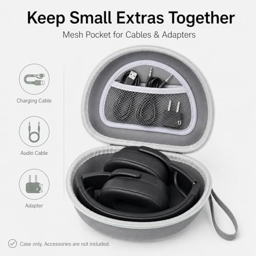 Image of Headphone Case for Skullcandy Crusher /Hesh /Evo Wireless Over-Ear Bluetooth Earphones, for JLab JBuds Lux ANC, for TOZO HT3 /HT2 Headphones and More Noise Cancelling Foldable Headset - Box Only (Grey) | for TOZO HT3 /HT2 Wireless Over-Ear Bluetooth Earphones, Travel Carrying, Daily Commute /Gym /Outdoor Use, Hard Box Only