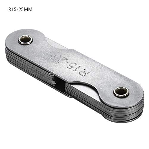 Gewindelehre aus Edelstahl Radiuskegelmessgerät Edelstahl Internes konkaves konvexes Messwerkzeug(R15-25MM) für Messung Gap Größen