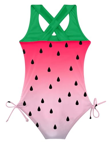 Image of BFUSTYLE Girls One Piece Swimsuit Cute Striped Bathing Suit Hawaii Swimwear 6-17 Years