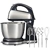 Hamilton Beach Classic Stand and Hand Mixer, 4 Quarts, 6 Speeds with QuickBurst, Bowl Rest, 290 Watts Peak Power, Black and Stainless