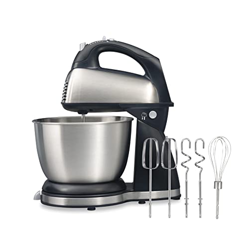 Hamilton Beach Classic Stand and Hand Mixer, 4 Quarts, 6 Speeds with QuickBurst, Bowl Rest, 290 Watts Peak Power, Black and Stainless by Hamilton Beach - Image 4