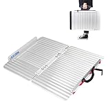 LIEKUMM 66x85cm Tragbare Rollstuhlrampe Tragflähigkeit 400kg Breitere Faltbare rutschfeste Oberfläche Aluminium-Rampe für Treppen Türschwelle usw