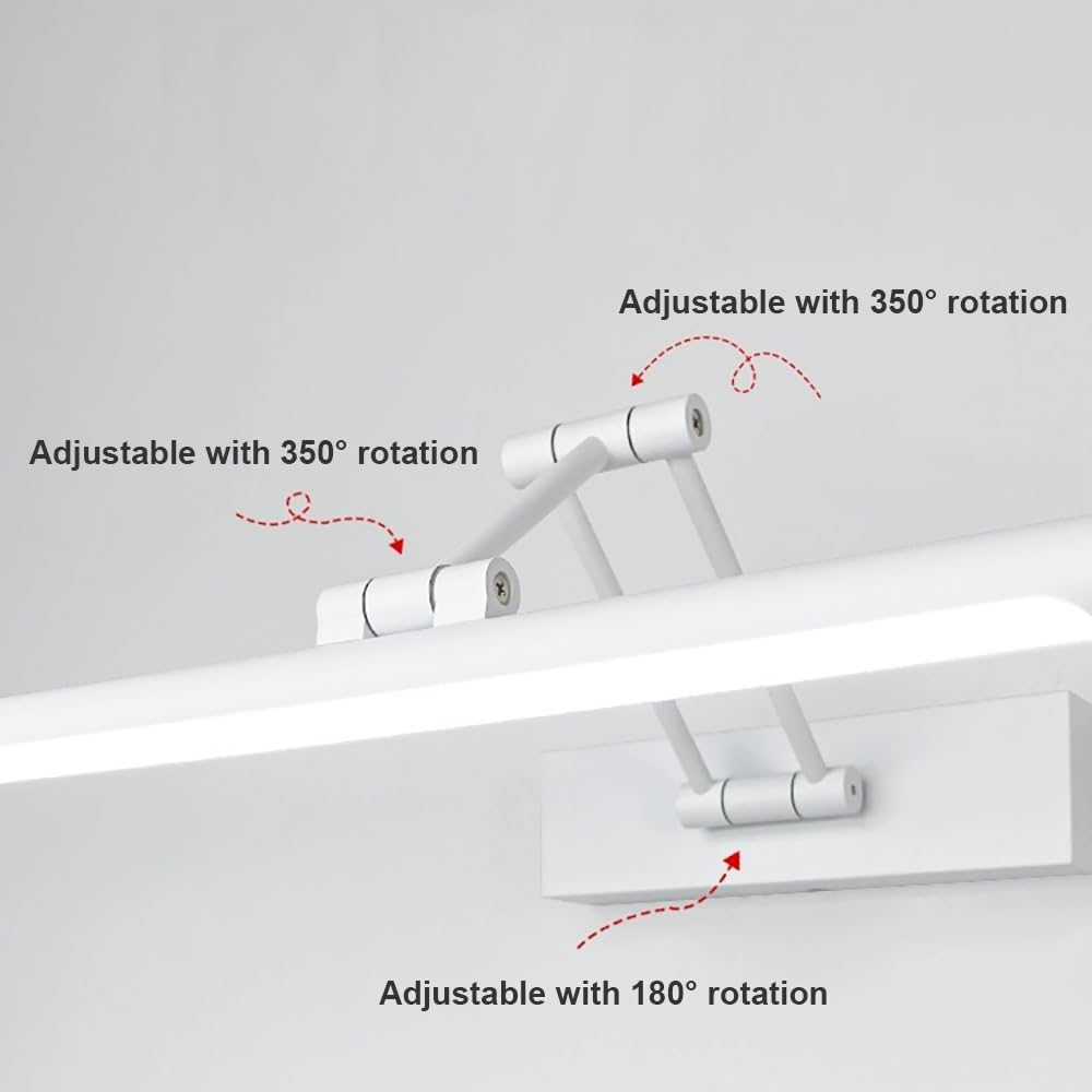 Lampada Specchio LED Minimalista, Applique Bagno Lineare Regolabile Luce per Specchio Braccio Estensibile per Illuminazione Quadri(Black(4000K),70cm/27.55in)