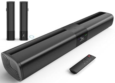 RIOWOIS Sound Bar for Smart TV, 2 in 1 Detachable Home Audio Soundbar Speaker,20” Sound Bar for TV with Optical/AUX/HDMI-ARC/Bluetooth Connection for PC/Gaming/Projectors, Wall Mountable