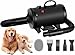 Blanlody Secador de pelo para perros Blower muy silencioso 4,5 CV / 3200 W motor de velocidad ajustable, para el cuidado de perros con 4 boquillas diferentes manguera elástica y cepillo de cuidado
