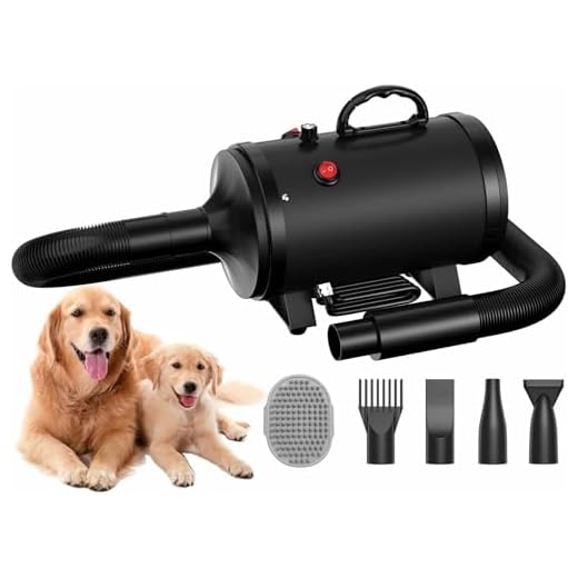 Blanlody Hond Föhn Blaster 3200W/4.5HP Pet Grooming Föhn Geluidsarme Temperatuur Verwarmer met 4 Verschillende Nozzles en Pet Grooming Borstel