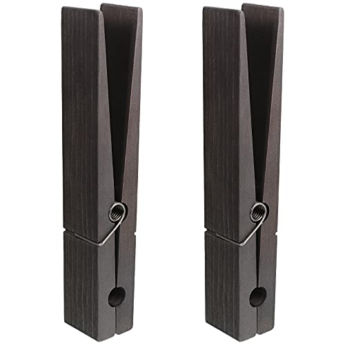 2 Pieces 12 Inch Jumbo Clothespin Wooden Clothespin Towel Holder Giant Wooden Clothes Pins Large Wooden Clothes Clips With Spring (Dark Color) #TOP26
