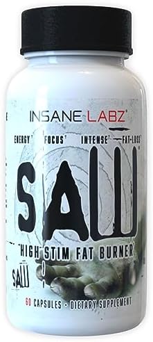 Insane Labz Saw®, High Potency Fat Burner, Thermogenic Weight Loss Supplement and Appetite Suppressant with L-Tyrosine, Yerba Mate, GABA and Alpha Yohimbine, 60 Srvgs