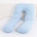 Travesseiro Para Grávida Gestante e Amamentação Repouso Anatômico 100% Algodão Macio Cor (AZUL CLARO)