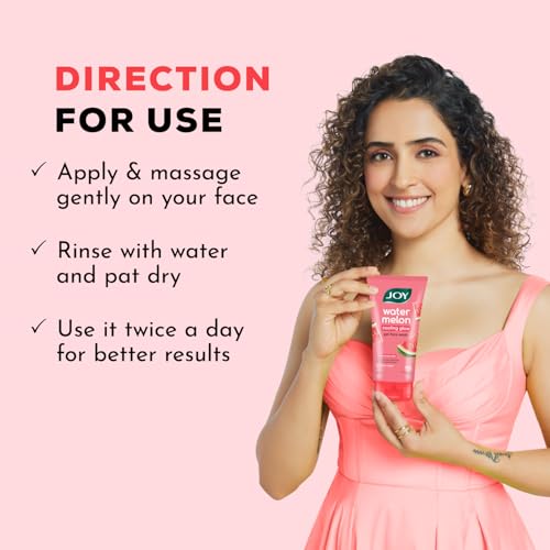Image of Joy Watermelon Cooling Glow Gel Face Wash with Niacinamide & Glycerine | Hydrating Daily Facial Cleanser for Glowing Skin | Removes Dirt, Oil & Impurities | For All Skin Types | 150ml