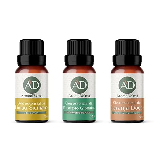 Kit 3 Óleos Essenciais FUNCIONAIS. Limão Siciliano, Eucalipto e Laranja Doce - Aroma D’alma | Limão Traz Foco e Clareza. Eucalipto Fortalece a respiração e a Assertividade. A Laranja Alivia Estresse - Aroma D'alma