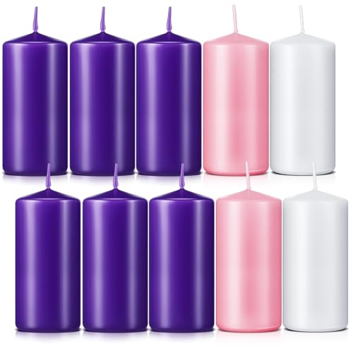 10 Pcs 3 x 6 Inch Advent Pillar Candles