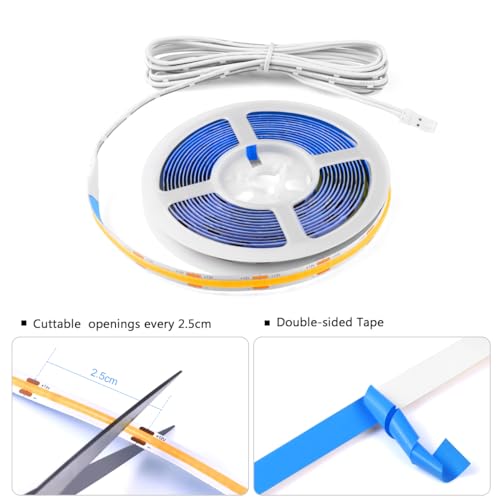 Image of LED Under Cabinet Lighting Kit 6PCS 12V COB LED Strip Lights with 36W Adapter 1M /3.3FT Penetrable Wood Touch Dimmable Led Strip 3000k Flexible LED Cabinet Lights for indoor Kitchen ,Book Shelf, Closet