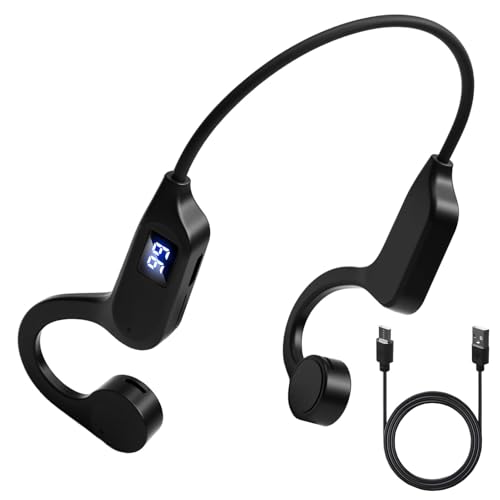 Synkris Casque Conduction Osseuse Bluetooth sans Fil V5.2 HiFi Stéréo avec HD Micro Open Ear Casque Lecteur MP3 Casque de Sport Étanche IPX5 pour Le Jogging...